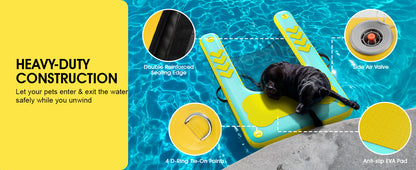60"×40" Inflatable Dog Water Ramp for Boat & Dock, 240 lbs, EVA Non-Slip, Easy Exit for Large & Senior Dogs
