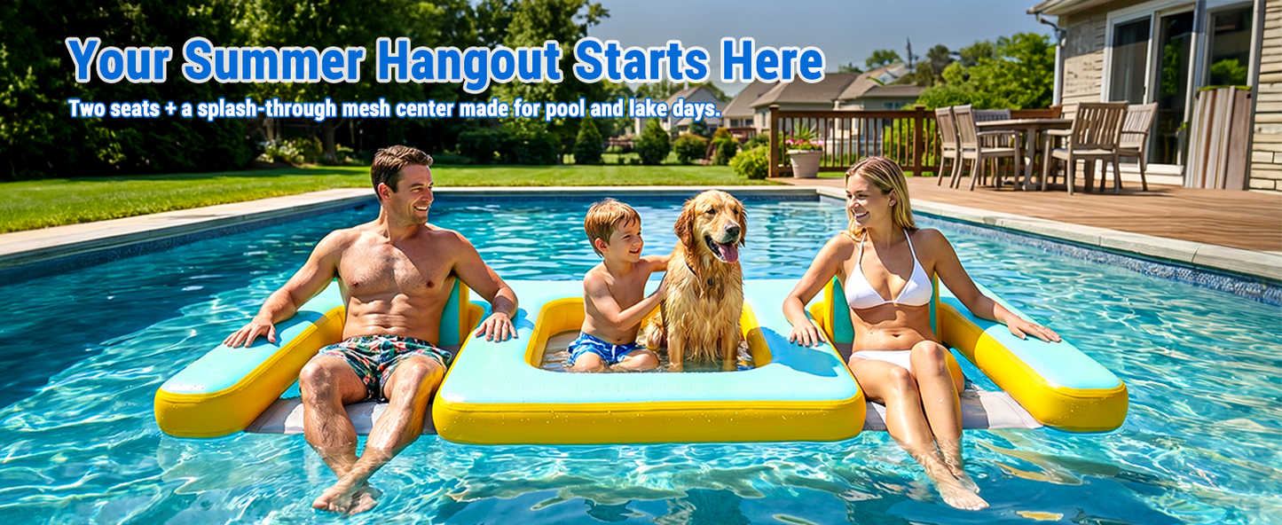 Inflatable Dog Pool Float with Seat, Durable PVC Raft for Adults & Dogs, 242 lbs, Portable Floating Lounge