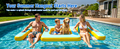 Inflatable Dog Pool Float with Seat, Durable PVC Raft for Adults & Dogs, 242 lbs, Portable Floating Lounge