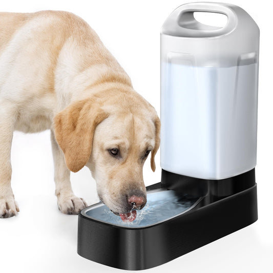 Automatic Dog Water Bowl, 2.4 Gallon Stainless Steel Gravity Dispenser, Anti-Splash & Easy to Clean
