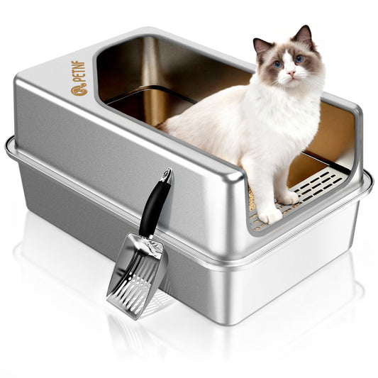 All-Stainless Steel Cat Litter Box – Odor-Resistant, Leak-Proof, Extra-Large Design for Big Cats & Multi-Cat Homes
