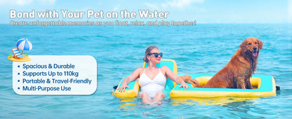 Inflatable Dog Pool Float with Seat, Durable PVC Raft for Dog & Owner, 242 lbs, Portable Floating Lounge