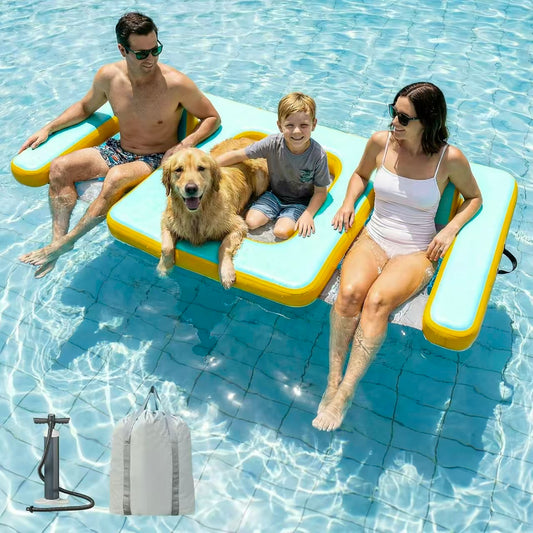 Inflatable Dog Pool Float with Seat, Durable PVC Raft for Adults & Dogs, 242 lbs, Portable Floating Lounge