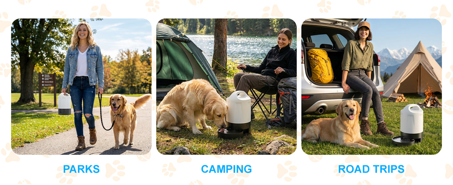 PETNF Dog Water Bottle Portable 1 Gallon (128oz), Automatic Gravity Dog Water Bowl Dispenser with Pull-Out Drinking Bowl, Large Capacity for Travel, Camping, Hiking, Beach & Road Trips, BPA-Free