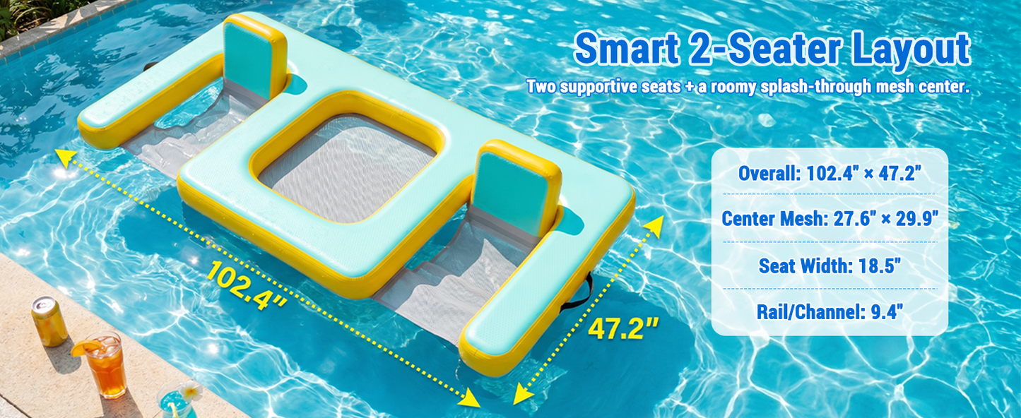 Inflatable Dog Pool Float with Seat, Durable PVC Raft for Adults & Dogs, 242 lbs, Portable Floating Lounge