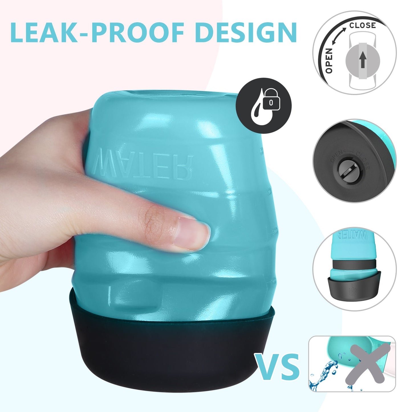 Lesotc Dog Water Bottle  with 1 Pair of Dog Bowls, BPA Free,