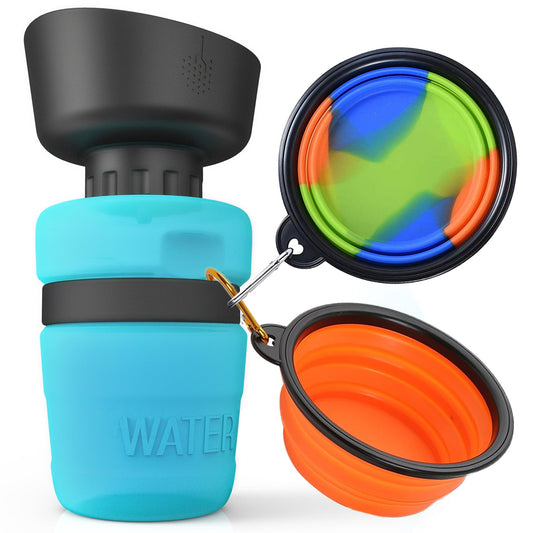 Lesotc Dog Water Bottle  with 1 Pair of Dog Bowls, BPA Free,