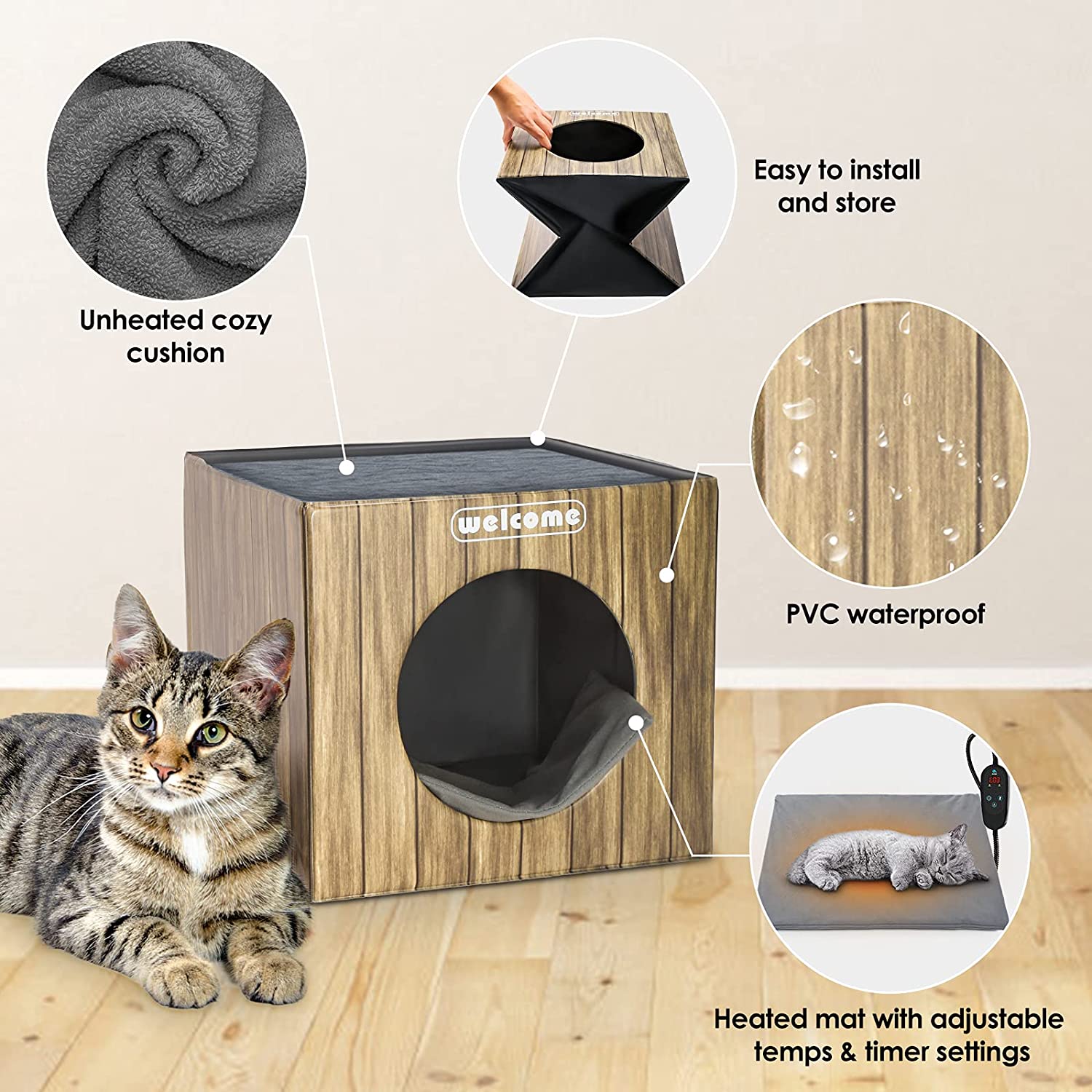 Heating cat outlet bed