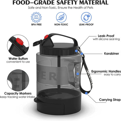 77OZ Dog Water Bowl Dispenser, Travel Dog Bowls for Camping Dog Park Hiking