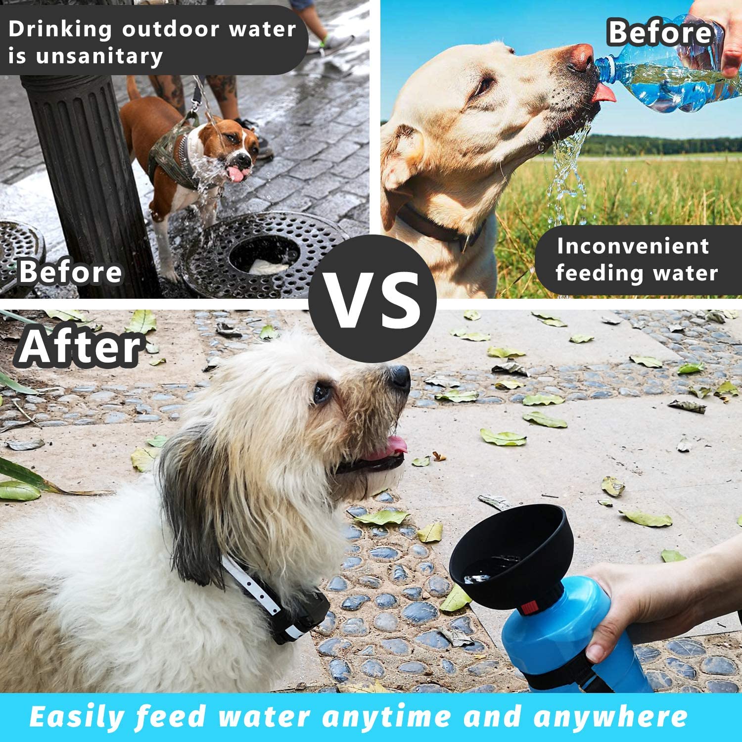 ANPETBEST anpetbest dog water bottle 325ml/11oz 650ml/22oz portable  dispenser travel water bottle bowl for dog cat small animals (22oz/