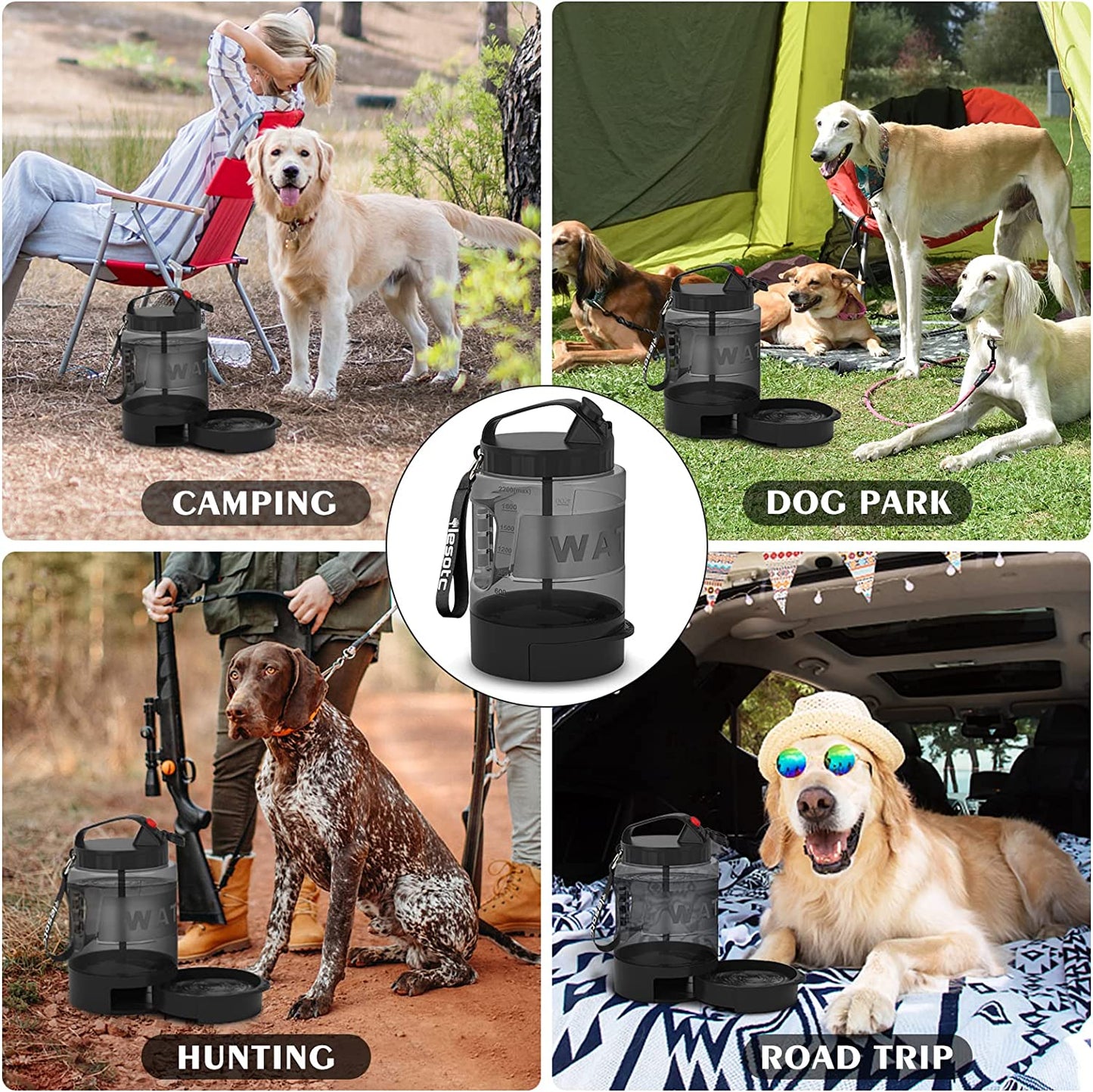 77OZ Dog Water Bowl Dispenser,Travel Dog Bowls for Camping Dog Park Hunting